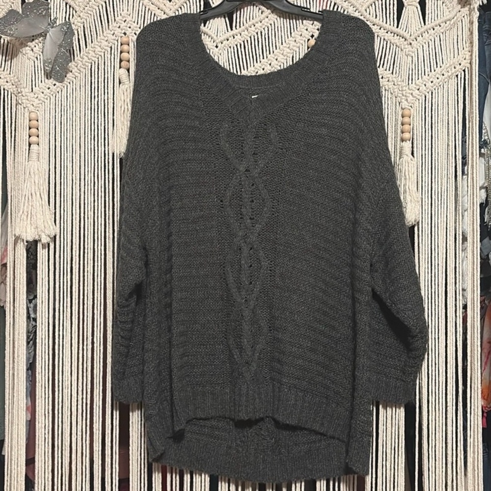 NWOT American Eagle Outfitters Charcoal Cable Knit Sweater XXL